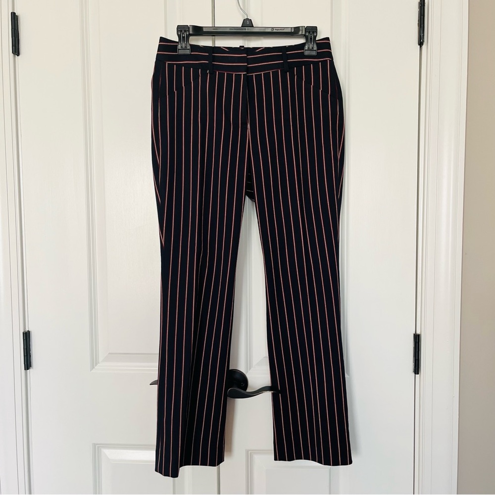Navy with red and cream pinstripe size 2 Antonio Melani dress pants LIKE NEW